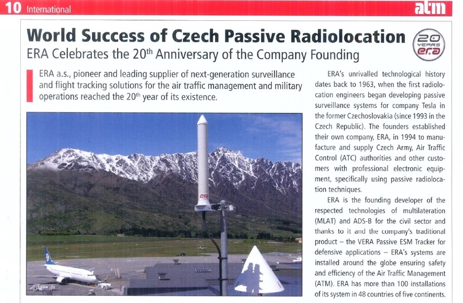 Three article on passive radiolocation and ERA achievements in this field have been published in ATM