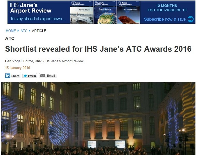 SQUID has been shortlisted for IHS Jane’s ATC Awards 2016