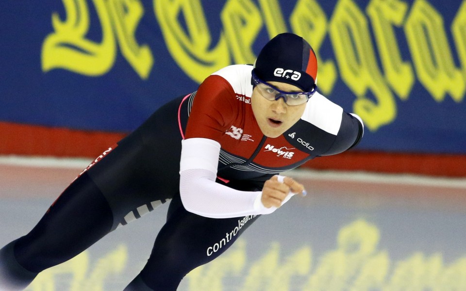 Speed skater Karolina Erbanova won gold medal with ERA logo on hood